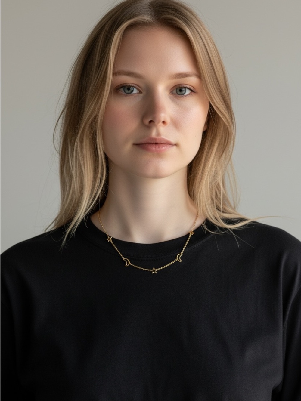 10/24 Delicate Gold Moon & Star Necklace - Women Jewelry